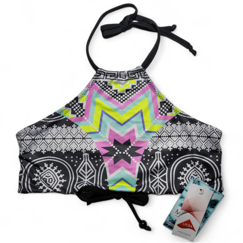 NWT MILONGA Beachwear Yucatan Reversible Halter Lycra Bikini Top‎ Women's Size M